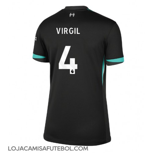 Camisa de Futebol Liverpool Virgil van Dijk #4 Equipamento Secundário Mulheres 2024-25 Manga Curta